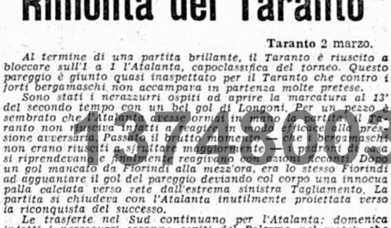 Taranto-Atalanta 1-1 (0-0)