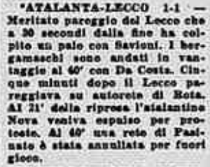 Atalanta-Lecco 1-1 (1-1)