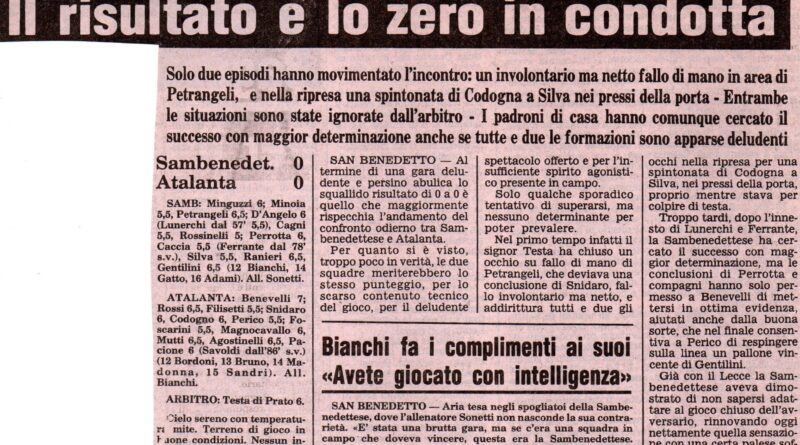 Sambenedettese-Atalanta 0-0