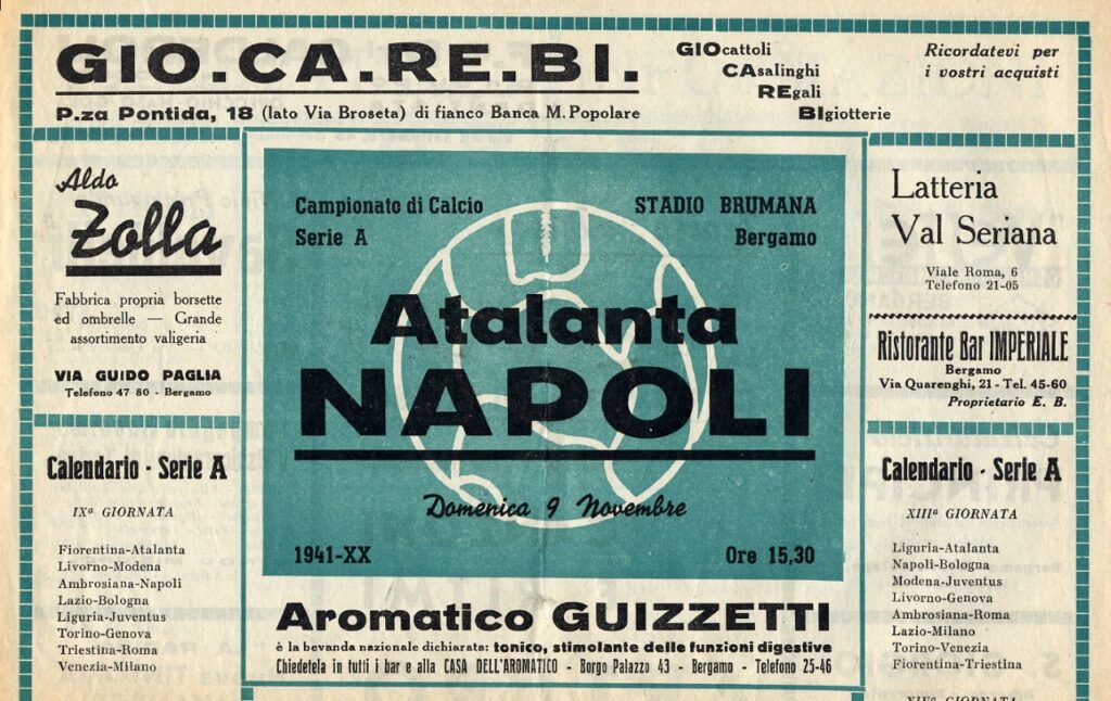 Il giornalino dello stadio della partita (da notare i numeri telefonici a quattro cifre che denotano un uso ancora molto limitato dell'apparecchio)